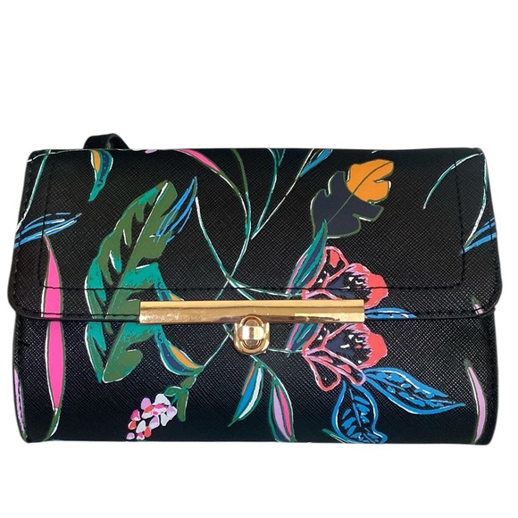 a new day Handbags - A New Day Black Floral Women's Crossbody Bag